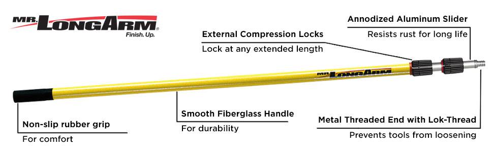 Mr. LongArm Alumiglass 8.2-ft To 23.2-ft Telescoping Threaded Extension Pole 6624 At