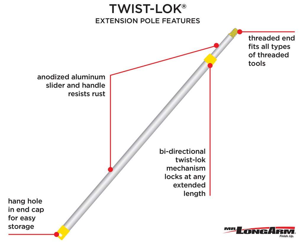 Good aluminum telescopic rod with twist lock extension pole strong