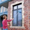 Soft flow-thru brush cleaning windows