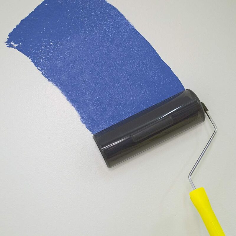 Painting with blue paint