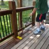 Staining a deck with the 9 inch standard stain applicator.
