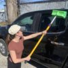 telescoping extension pole washing a vehicle