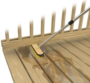 Illustration of Telewash cleaning a deck.