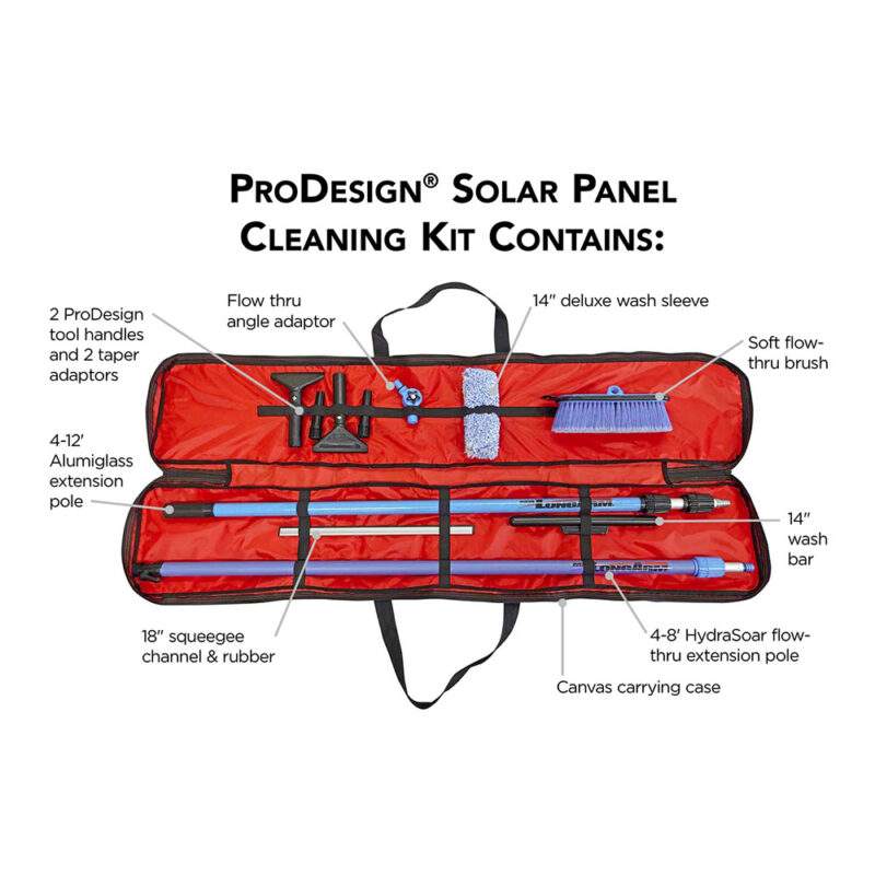 Graphic showing the contents of the ProDesign Solar Panel Cleaning Kit