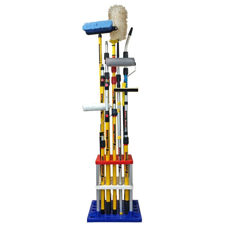 Red, white and blue tool storage stand